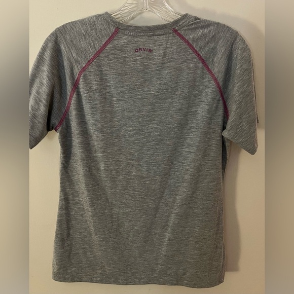 Orvis Women's Top, Gray ‘Trout Bum’ Performance Tee w/Logo on Back; Size S - Picture 2 of 7